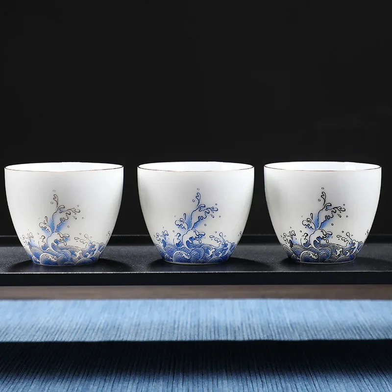 60ml Chinese White Porcelain Teacup Coffee Cup Handmade Ceramic Tea Bowl Boutique Tea Set Accessories Personal Master Cup