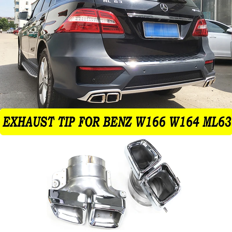 

Quad Car Exhaust Tip For Mercedes Benz 2014-2015 ML63 W166/ GL X166 Tailpipe Black Stainless Steel Muffler Tip Nozzle