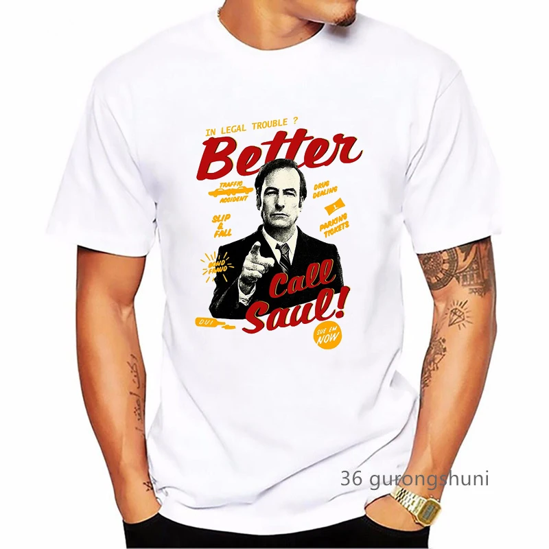 

Футболка мужская с графическим принтом Better Call Saul, модная рубашка в стиле Харадзюку, с коротким рукавом, белая, на лето