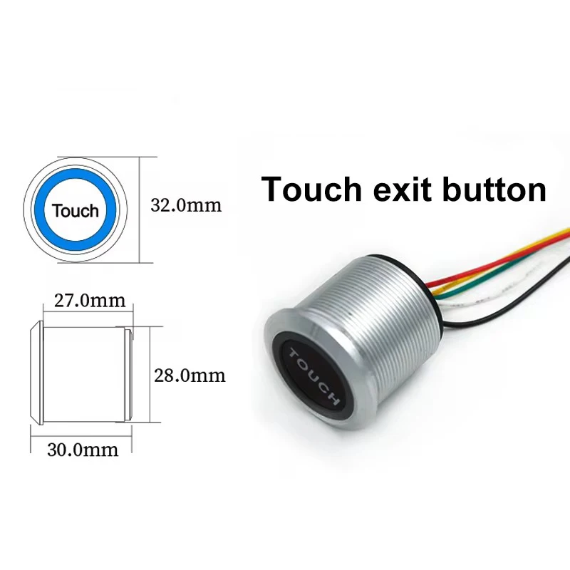 Door Access Button Waterproof Contactless No Touch Sensor Exit Switch Induction Type Release Exit Button Switch Access Control DC12V/24V With LED