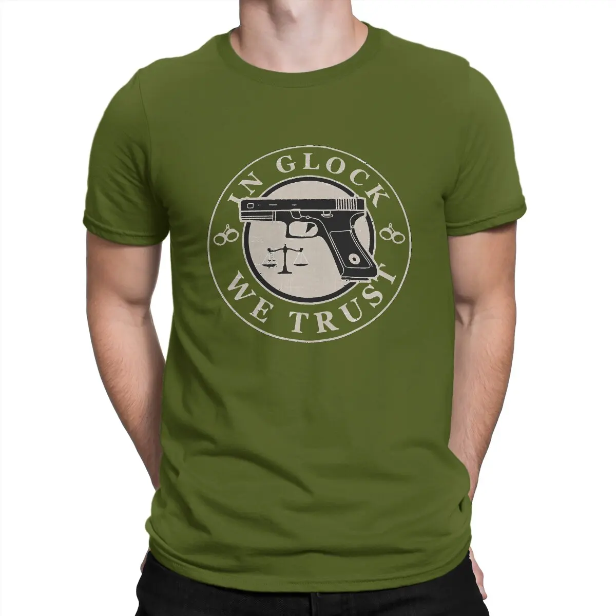 thumbnail image 1 of Camisetas de algodón puro con cuello redondo para hombre, de Glock We Trust, de manga corta Smith Cool Wesson, talla 6XL, 1 of 7