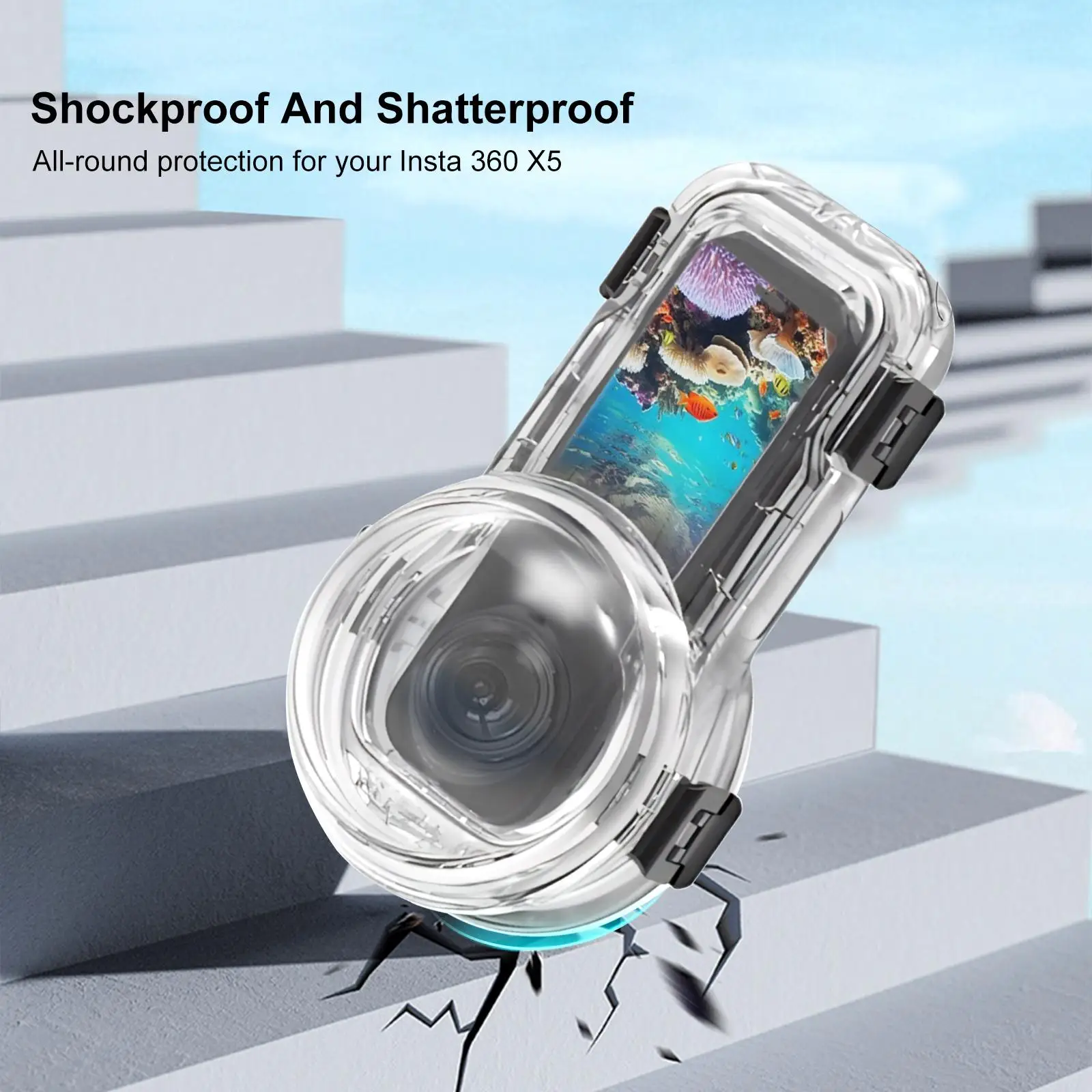 For Insta360 X5 PULUZ Quick Release 60m Waterproof Sealed Diving Case