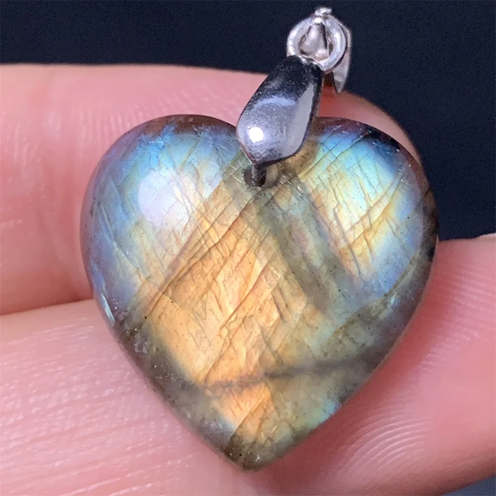 Uglyless Natural Colorful Labradorite Necklaces Women Heart Water Drop Labrador Beads Blue Light Labradorite Pendants 925 Silver