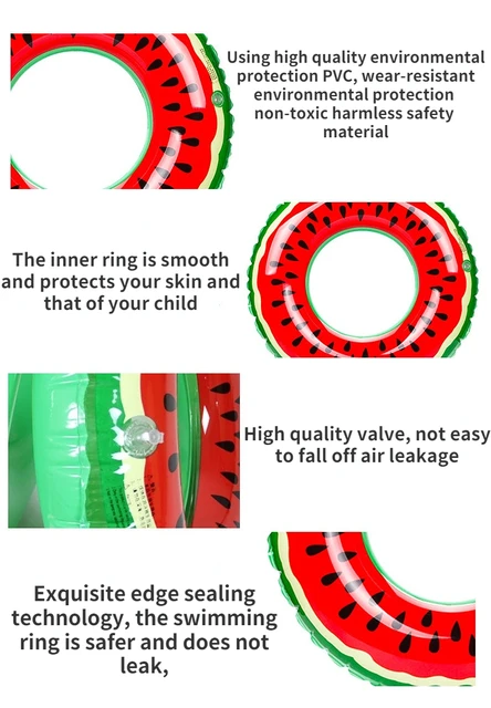 Watermelon Pattern Swimming Ring For Adult Kids Inflatable Mattress Swimming Pool Floating Ring Summer Pool Beach Party Toys 5