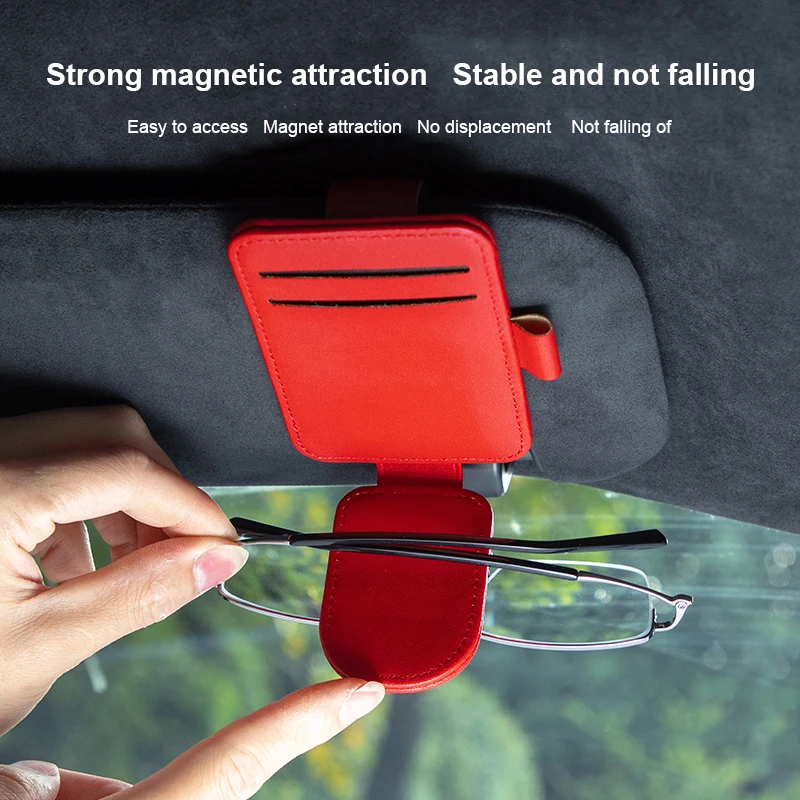 Premium Leather Multifunctional Car Sunshade Storage Clip
