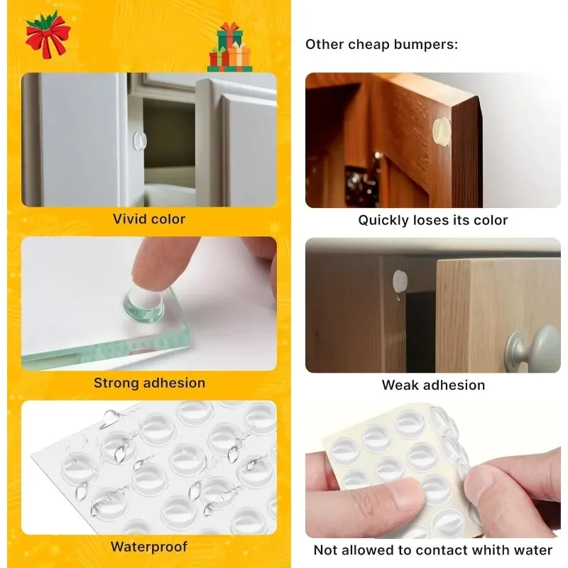 Self-Adhesive Clear Door Stop Rubber Damper Cabinet Bumpers Silicone Furniture Dots Cushion Protective Pads