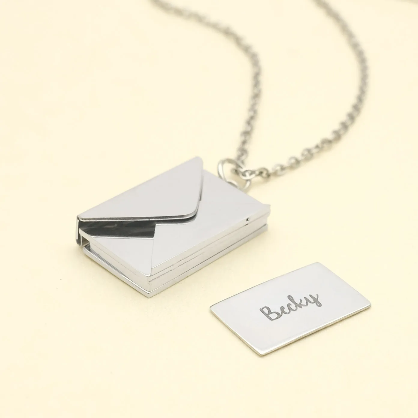 Personalised Love Letter Envelope Pendant Necklace Custom Necklace Envelope Locket Necklace Hidden Photo Mother\'s Day Gift