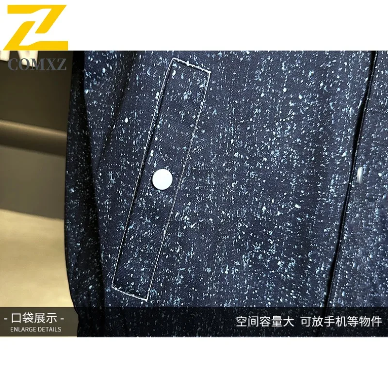 COMXZ Big Size Jacket Autumn Coat Men Fashion Solid Color American style Lapel Loose Fit Casual Outerwear 2025 New Outdoor Wear