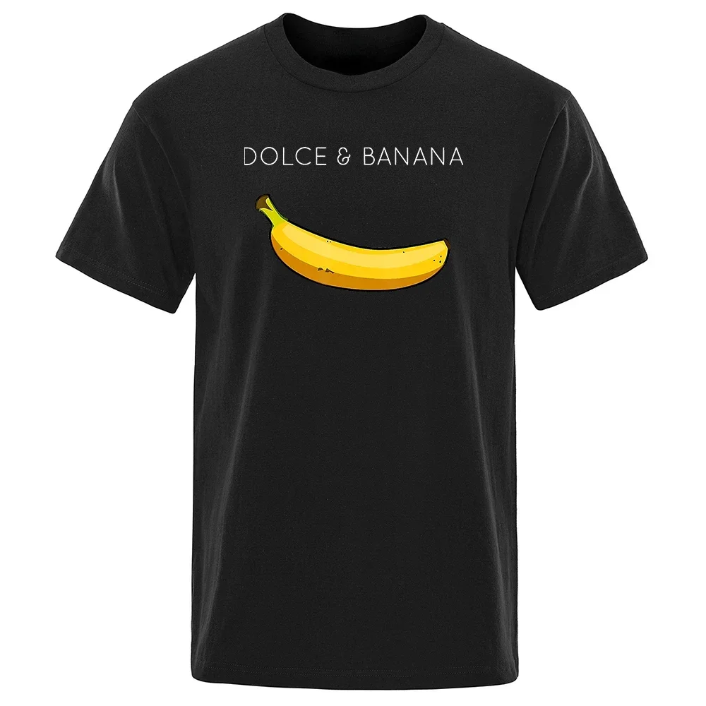 

Dolce & Banana Funny Print Cotton T-shirts Crewneck Breathable Tops Comfortable TShirt Men's Short Sleeve Tee Tops
