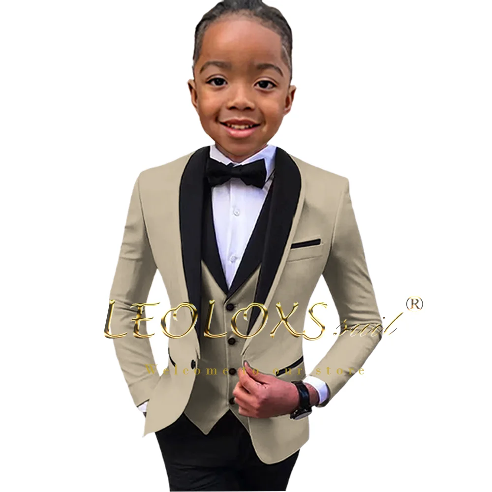 Boys tuxedo 3-piece set (shawl collar jacket + pants and vest) suitable for weddings, parties formal events suit suits
