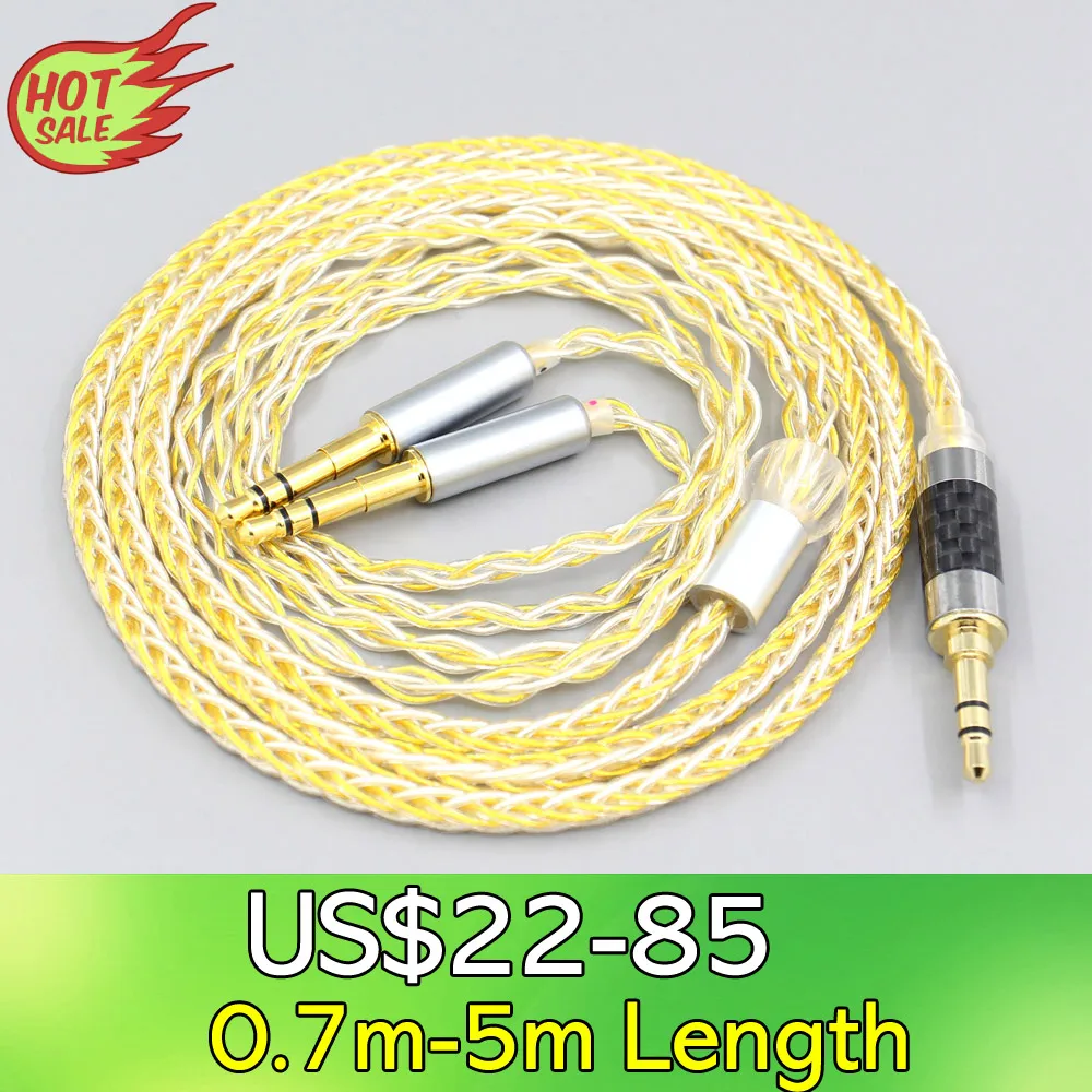 

LN007323 8 Core Silver Gold Plated Earphone Cable For Beyerdynamic T1 T5P II AMIRON HOME Denon AH-D600 AH-D7100 Headphone