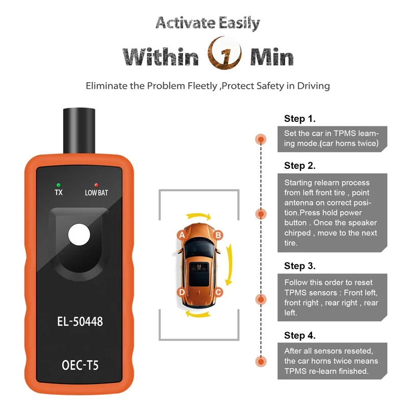 Tire Presure Monitor Sensor EL-50448 TPMS Reset Tool OEC-T5 Relearn Tool For G-M/Opel/Ford/Chevrolet/Buick