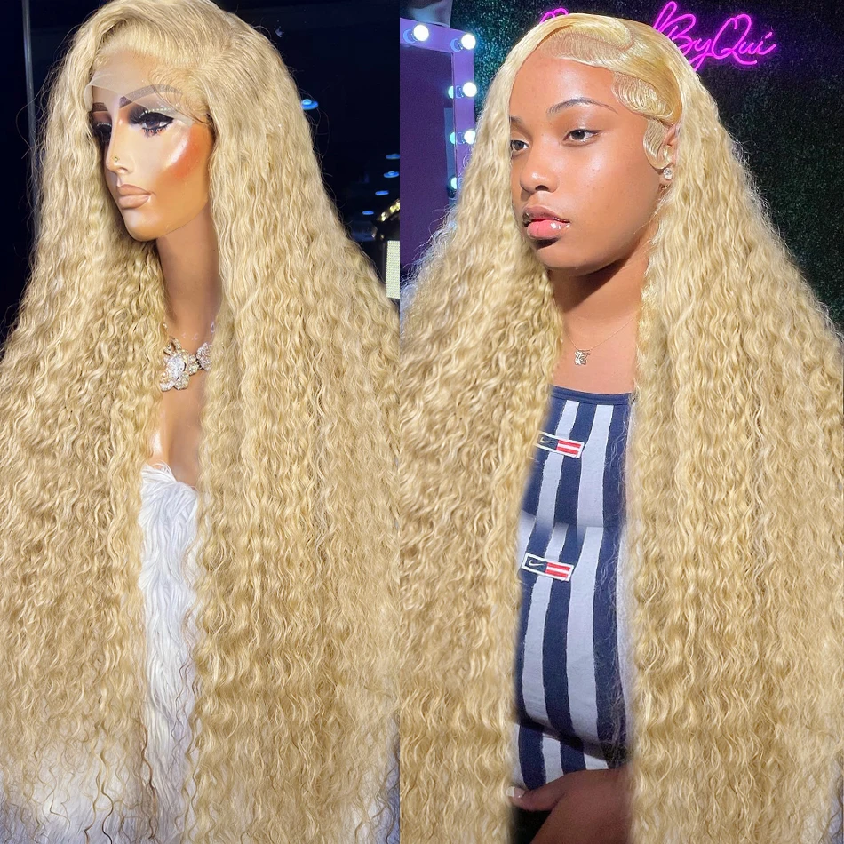 

13x6 Honey Blonde Color Curly Lace Front Human Hair Wigs for Women 30 inch 613 Transparent Brazilian 13x4 Deep Wave Frontal Wig