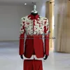 Man Stanad Collar Suits Sparkly Crystals Beaded Appliques Wedding Groom Tuxedo Custom Made Male Fashion Clothing Prom Blazer 1
