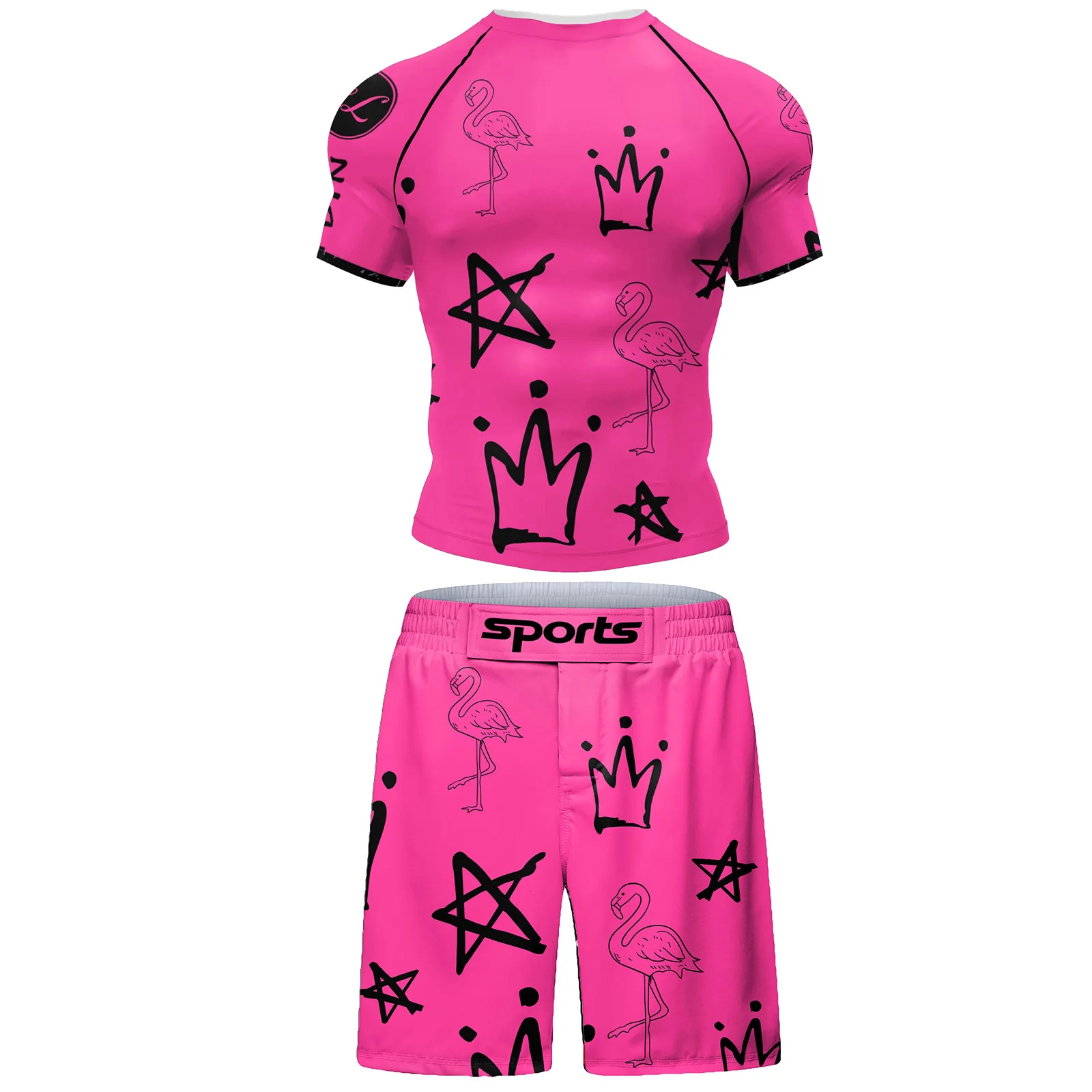 Cody Lundin Men Active Wear Pink Athletic Gym T-shirt uv protection Men Rash Guard BJJ jiu jitsu Rash Guard MMA Grappling Shorts 3