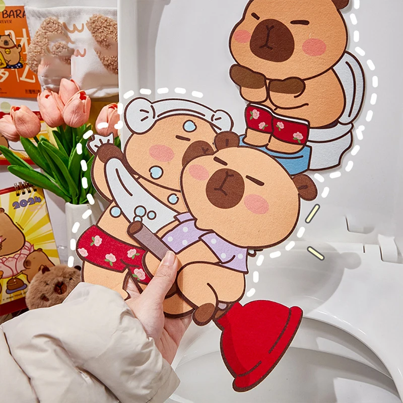 Capybara Toilet Mat Deodorizing Stickers Cartoon Toilet Mat Self-adhesive