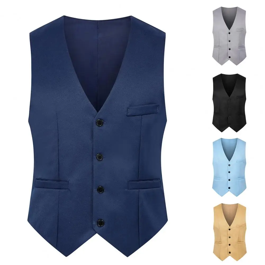 Great Suit Classic Pure Color Gentle Sleeveless Spring Vest Men Waistcoat Slim Fit dress vests