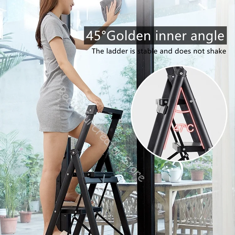 Work Ladder Platform Folding Step Ladder Household Folding Ladder Kitchen Step Stools Aluminum Portable Stairs for Home Herringbone