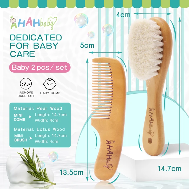 Baby Hair Brush And Comb Set for Newborn Massage Bath Shower Custom Logo Comb For Hair Mini Baby Brush Wooden Hair Brush for Kid 2PC brush with hole