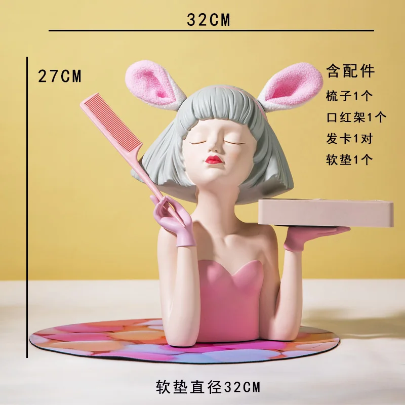 Vassoio portaoggetti per cosmetici, decorazione da scrivania, statuette decorative per camera da letto della ragazza, rossetto, profumo, accessori per la decorazione della casa - immagine 6