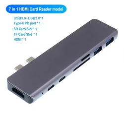 Premium USB - C Hub with 4K HDMI, 100W PD, and Multi - Functional Card Reader (2T 7 in 1 Gray)