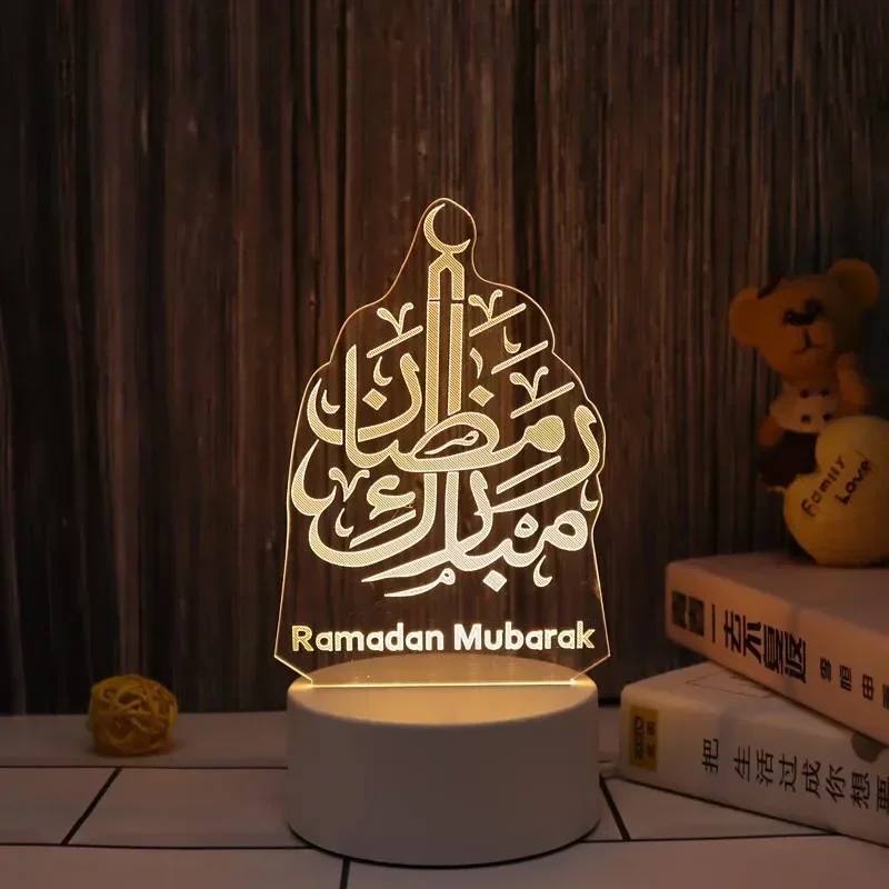 

Eid Mubarak Настольная лампа с украшениями, питание от USB, 3D акриловая искусственная кожа, ночник, мусульманская Рамадана, сказочные огни для украшения дома, спальни