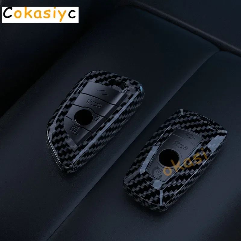 For BMW F10 F20 F30 G20 G30 F15 F16 G01 G02 G05 X1 X3 X4 X5 X6 1 3 5 7 Series G07 F34 Carbon Fiber Style Car Key Case Cover Fob
