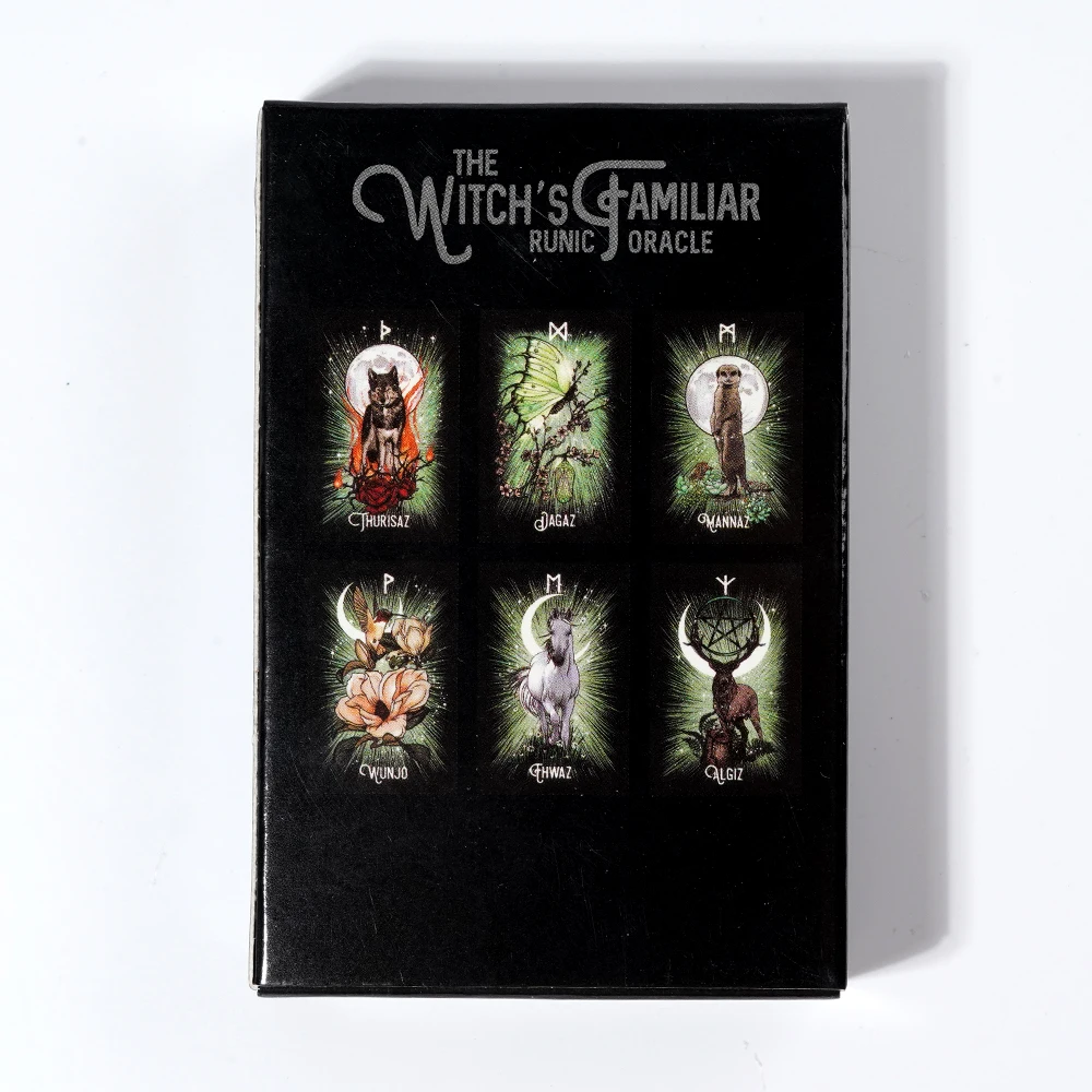 Witch'S Familiar Runic Oracle 24 Card Indie Tarot Deck Runes Rune Cards Animal Oracle Animal Tarot Cards Viking Runes