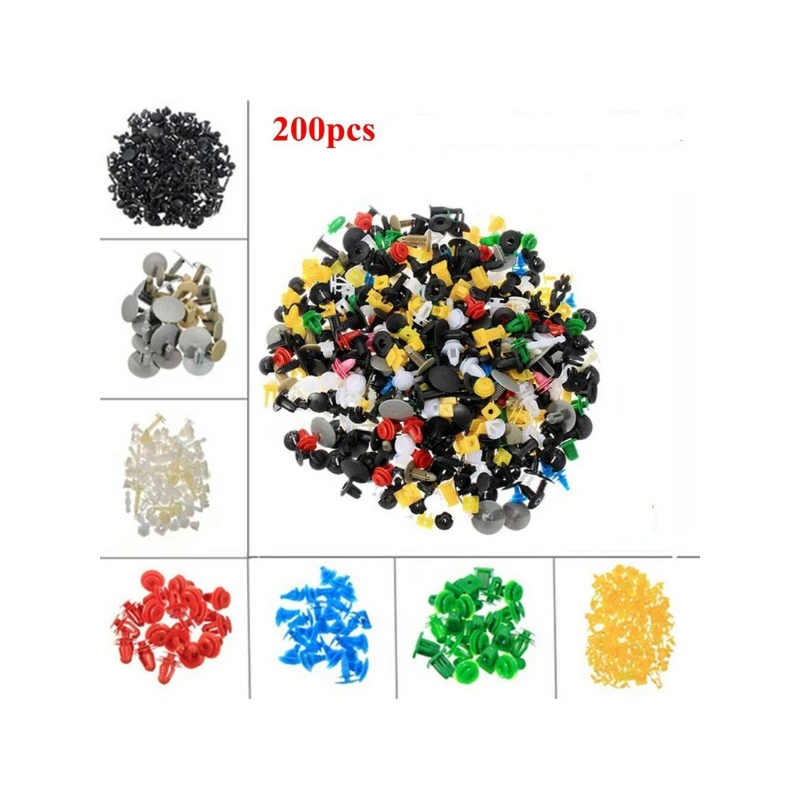 

200 Pcs Car Clips Fastener Screws Bumper Interior Decoration Auto Plastic Random Mixing Universal Plastic