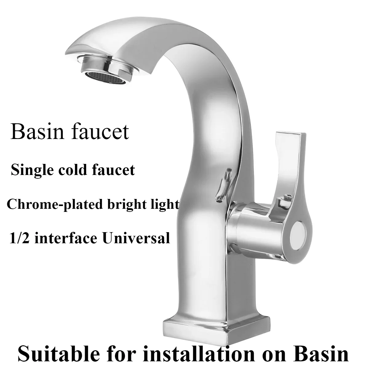 Basin Chromium Plated Bathroom Faucet Single Hole Faucet Kitchen Sink Faucet Flow Nozzle Cold Water Bathroom  Accessories