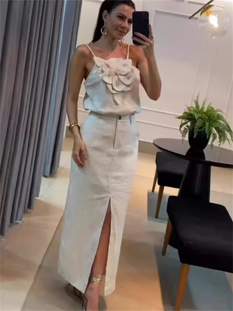 Wmstar Two Piece Set Women Summer Office Lady New Style Slip Bow Skirts Set Sexy Long Matching Suit Wholesale Shipping 2024