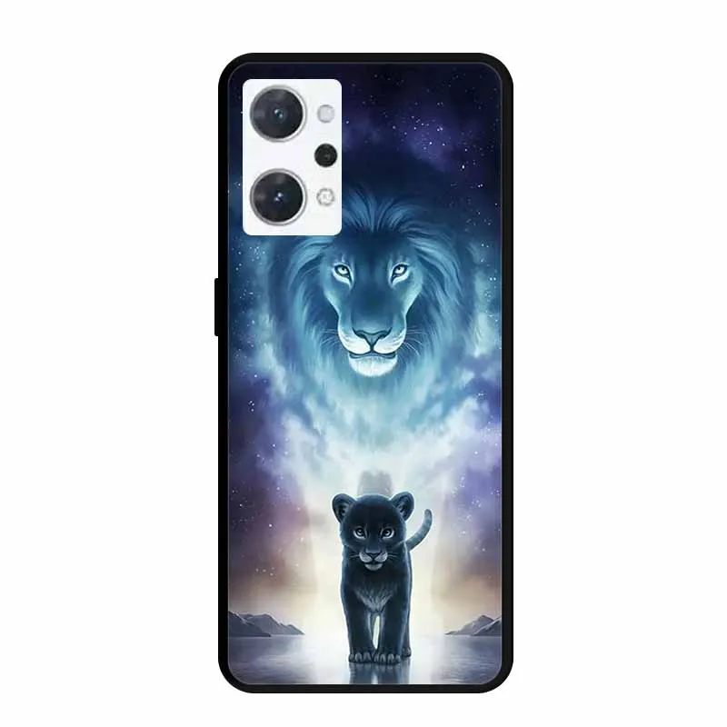 Elegant Wolf & Lion Soft TPU Silicone Painted Back Cover - Animal Theme