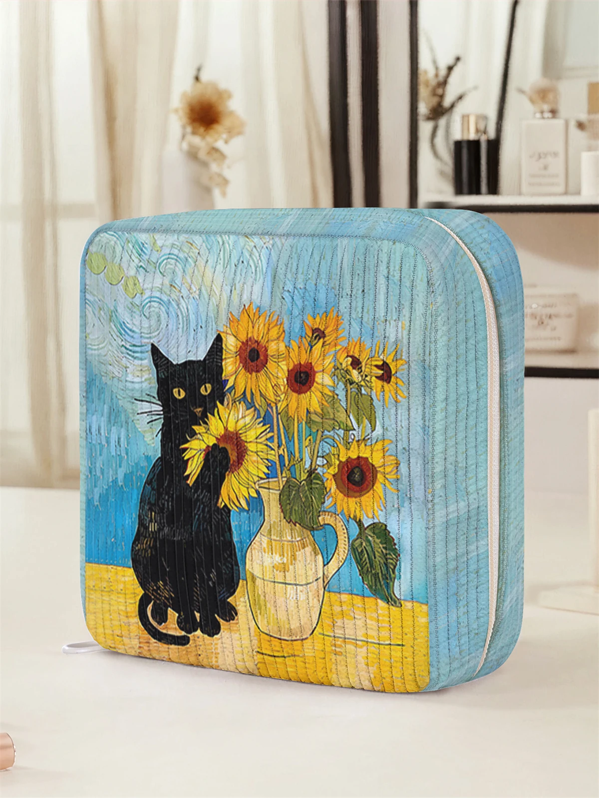 Cute cartoon cat pattern printed sanitary napkin storage bag, women's lightweight tissue bag, sanitary tissue bag
