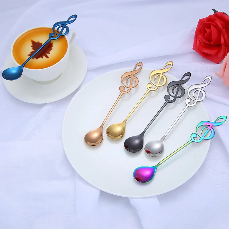 Description Picture 4 of item1/3/5/10pcs 304 Stainless Steel Musical Notes Coffee Spoon Stirring Cup Spoon Music Stick Ice Cream Gift Spoon