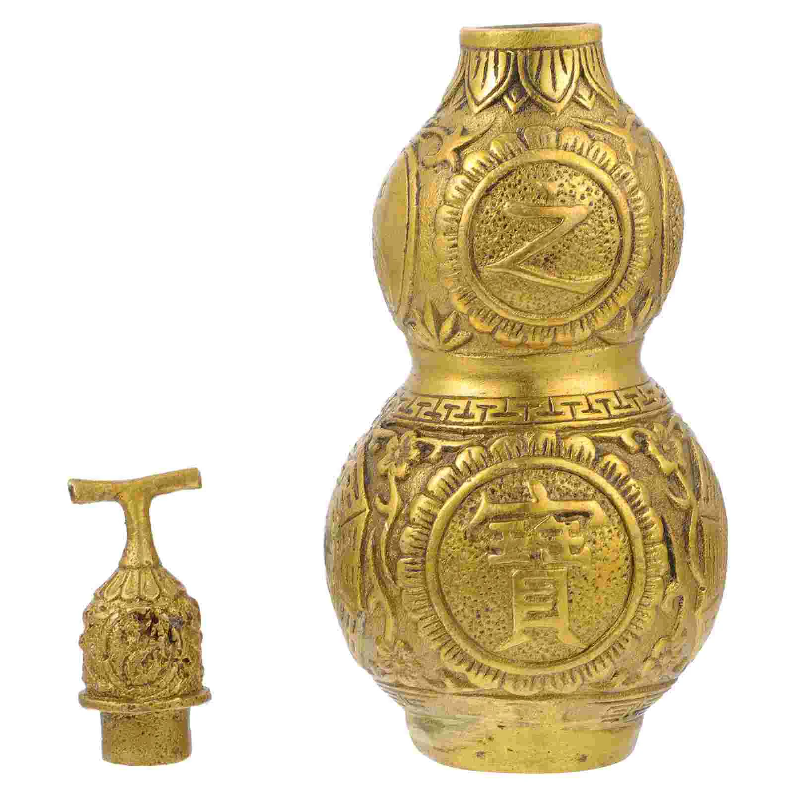 

Traditional Chinese Copper Gourd Statue Natural Feng Shui Good Fortune Gourd Cucurbit Home Desktop Ornament