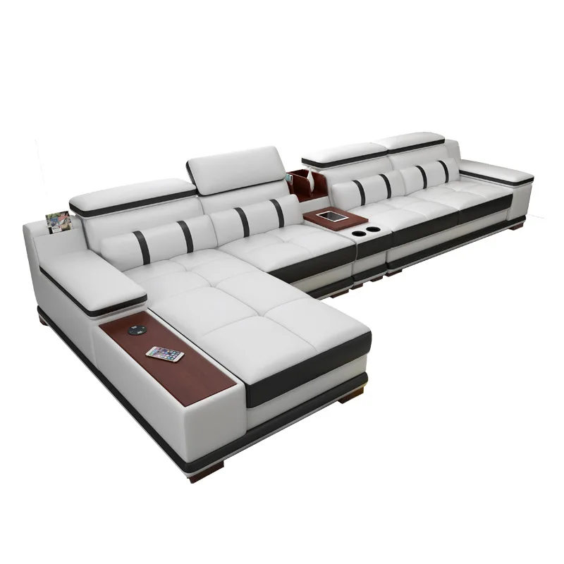 

Leather sofa modern minimalist leather living room Italian minimalist leather art