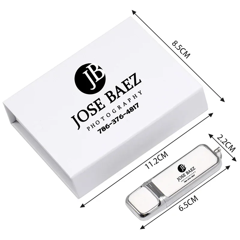 Jaster Pendrive de Couro Branco Usb 2.0 4gb 8gb 16gb 32gb 64gb 128gb com Caixa Preta Logotipo Personalizado - Imagem 2