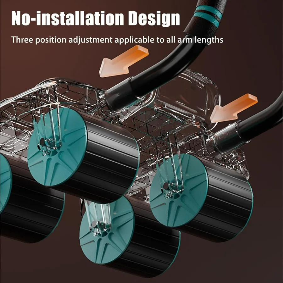 2025 New Ab Wheel Roller with Elbow Support - Automatic Rebound Abdominal Wheel Roller, The Upgraded Four-wheel Abdominal Wheel