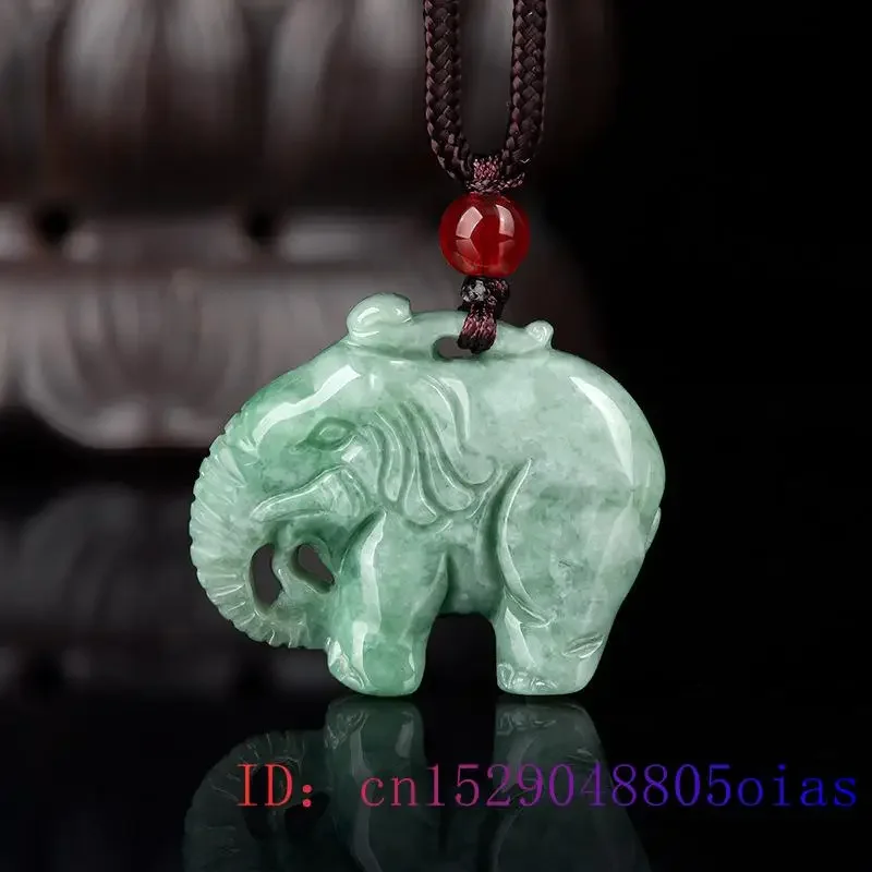 Collana Portafortuna Con Elefante In Giada Verde - Ciondolo Stile Bali In Argento Placcato Oro 14K Per Donna, Catena 45 Cm Inclusa