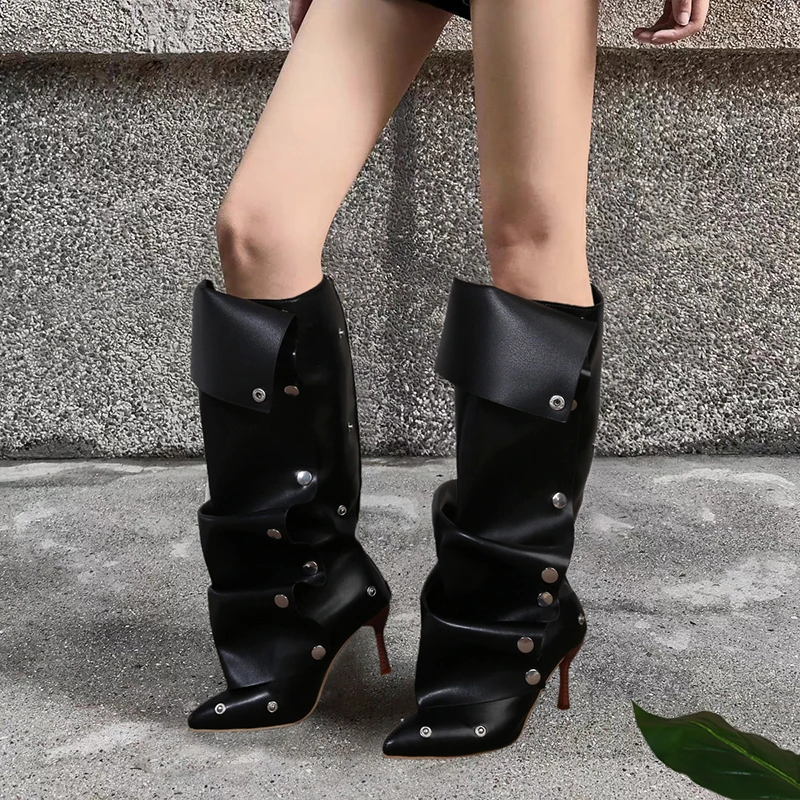 Designer High Heels Women's High Boots Sexy Pointed Toe Heeled Shoes Autumn 2025 Pumps Chelsea Boots New Trend Goth Woman Boots