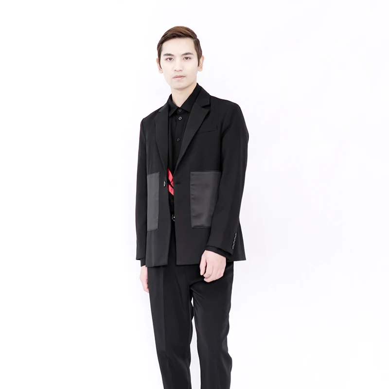 

Men's Simple Loose Suit Fashion Fashion Fashion New Style Personalized Patch Pocket Large Size Slim Fit Versatile Black Suit Coa