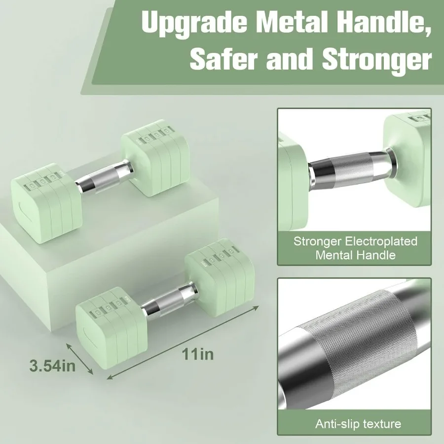 22LBS Adjustable Dumbbells Set, Adjustable Weight Dumbbells with 4 Levels 4.4lb, 6.6lb, 8.8lb, 11lb, Hand Weights Sets for Women