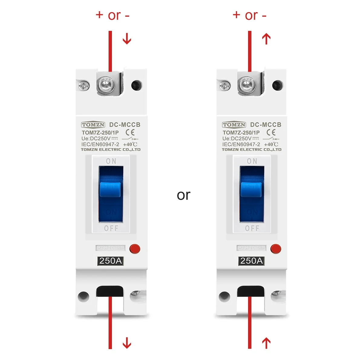 1P DC 250V DC Solar Molded Case Circuit Breaker MCCB Overload Protection Switch