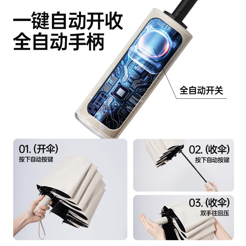 Car Umbrella Automatic 24 Ribs Sunny And Rainy Dual-purpose Umbrella Sturdy Folding Windproof Sunshade Sun