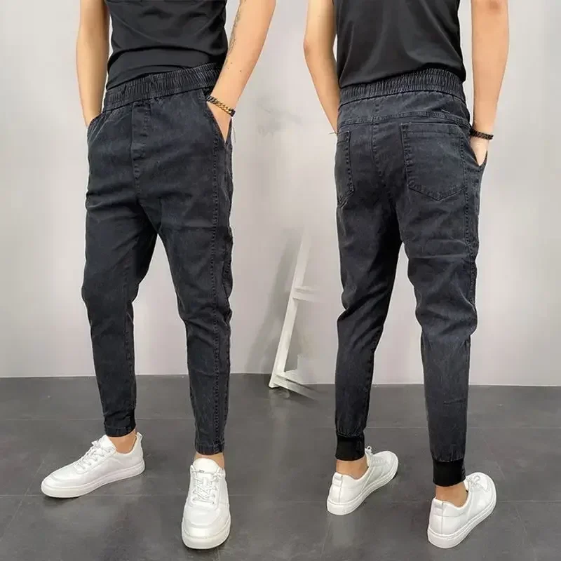thumbnail image 1 of Pantalones vaqueros ajustados para hombre, pantalones rotos y ajustados, pantalones rotos, pantalones ajustados con agujeros, otoño coreano 2024, tallas XS, 1 of 5