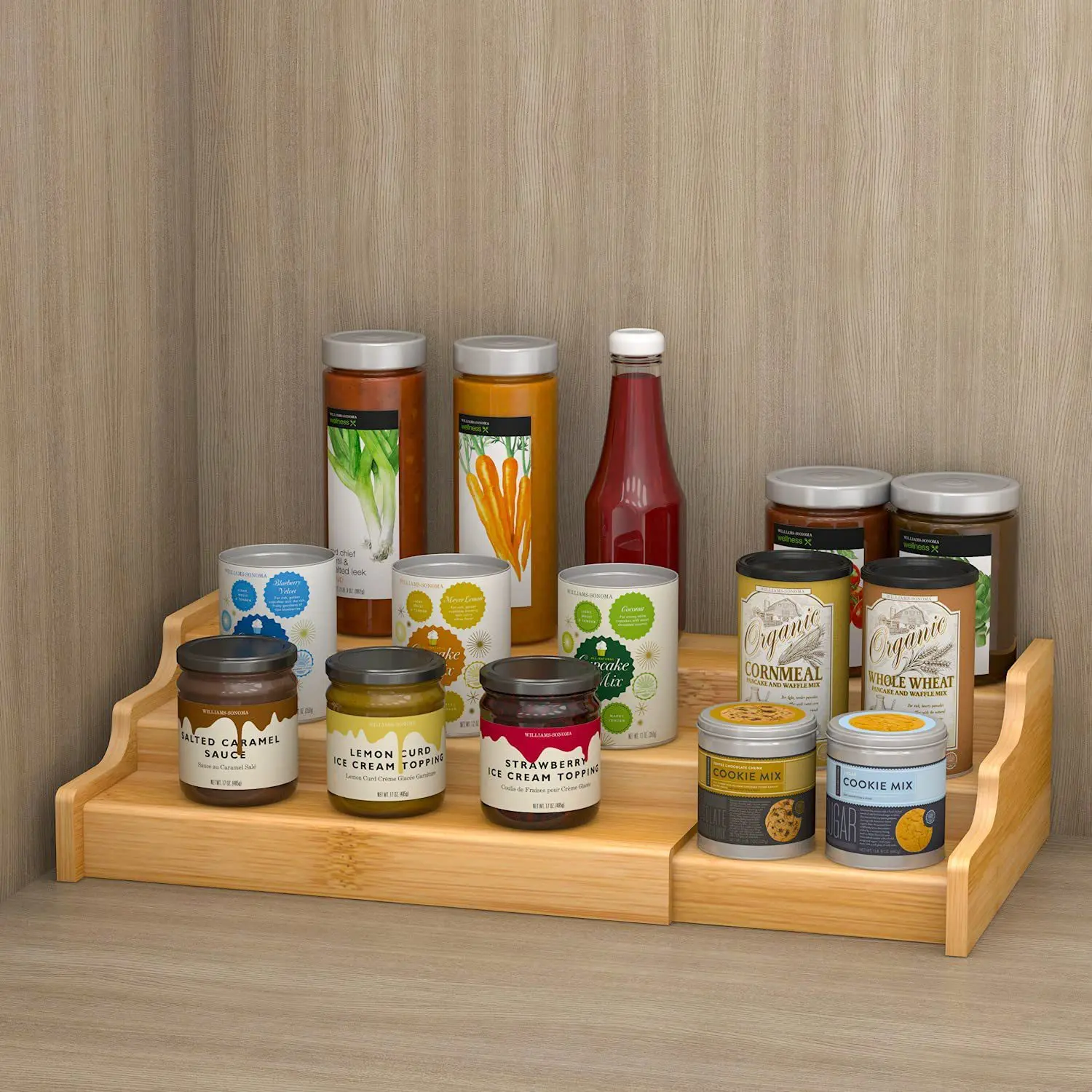 3 Tier Expandable Bamboo Spice Rack Seasoning Organizer for Cabinet Pantry Countertop Kitchen Step Shelf  Makeup Organizer 3