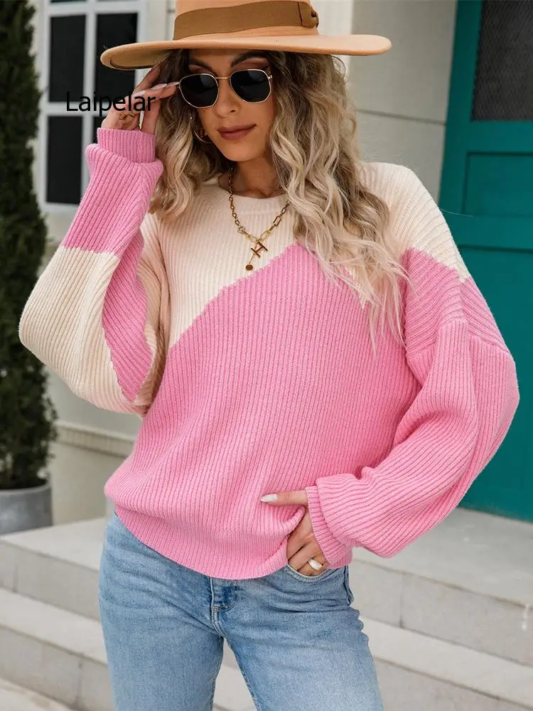 

Autumn 2022 Sweater Cropped Sweater Fall 2022 Women Sweaters Knitted Sweater Pullover Sweater Bat Sleeve Pink Sweater