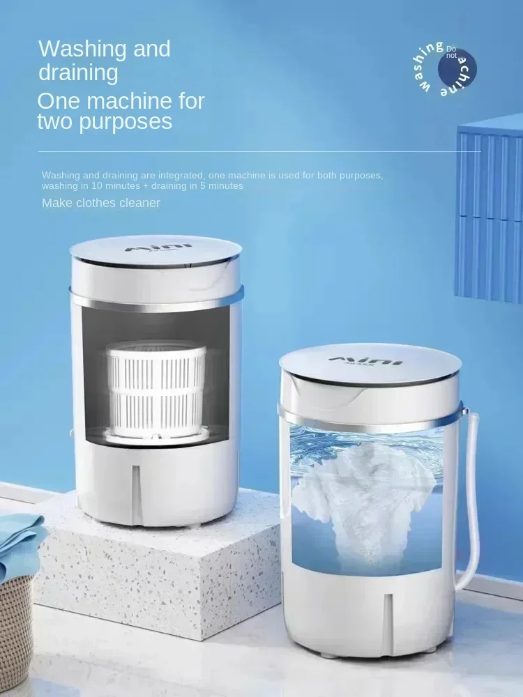 220V Compact and Lightweight Mini Washing Machine with Semi-automatic Design, Ideal for Underwear and Children's Clothes