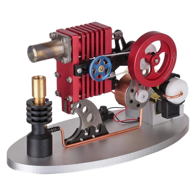 Double Cylinder Double Piston Rocker Arm Linkage Stirling Engine Generator With LED Lamp Beads, Voltage Display Meter 5