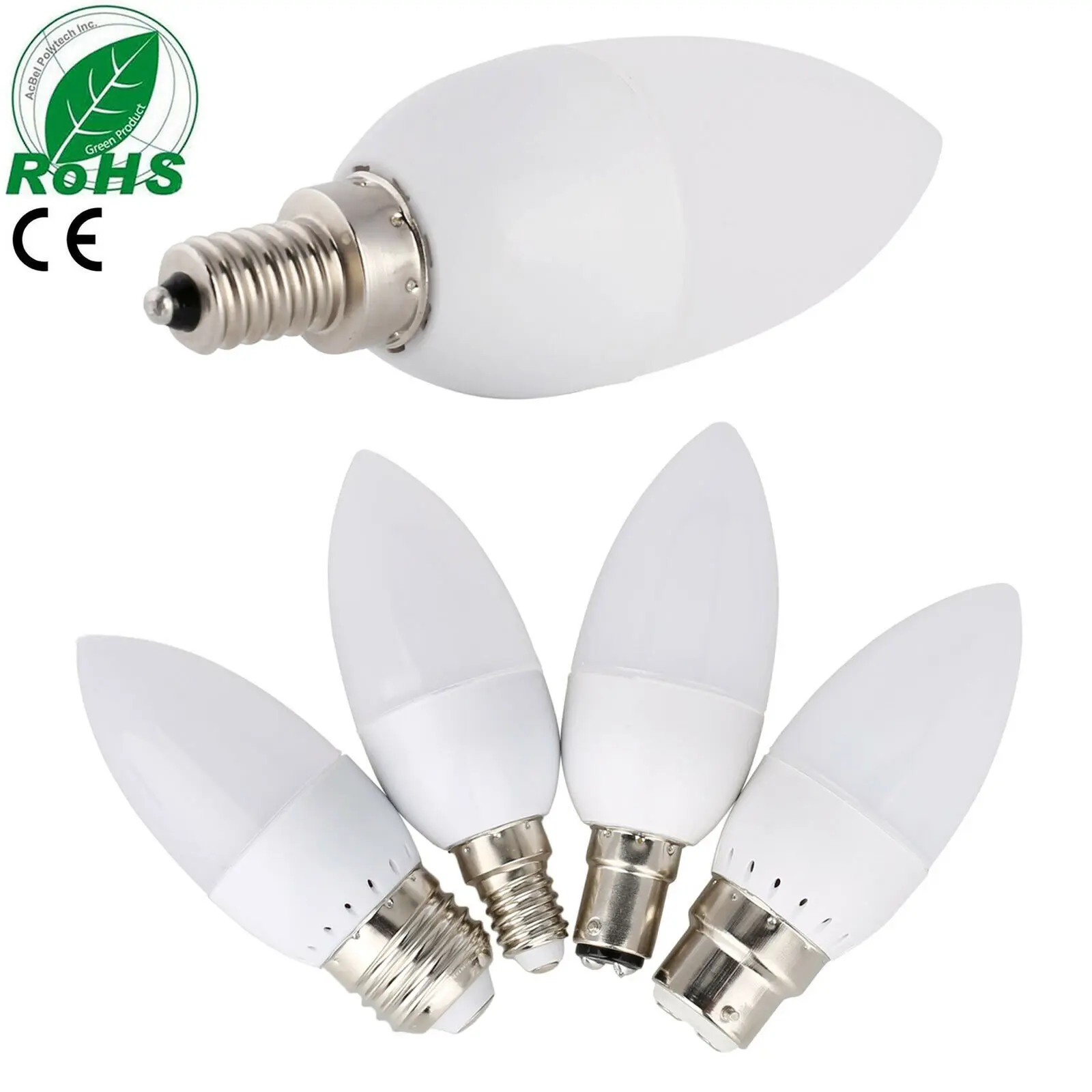 

10Pcs E12 E14 E27 B22 B15 LED Candle Light Bulb Flame Tip Screw 85-265V 3W Chandelier Lamp 2835SMD Cool Warm White Energy Saving